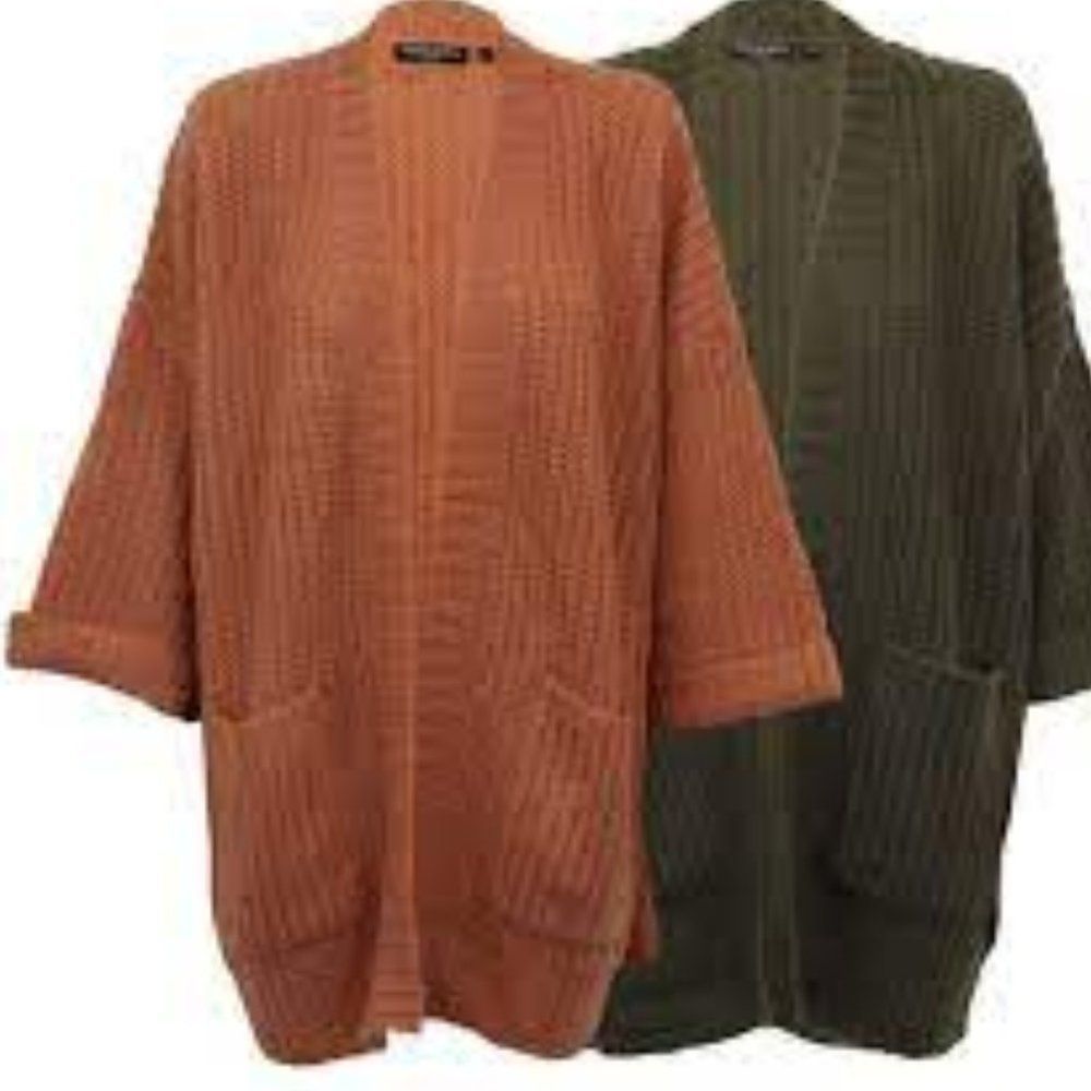 BRAVE Soul London Knitted Cardigan Open Front 3/4 Length Sleeves SIZE S/M